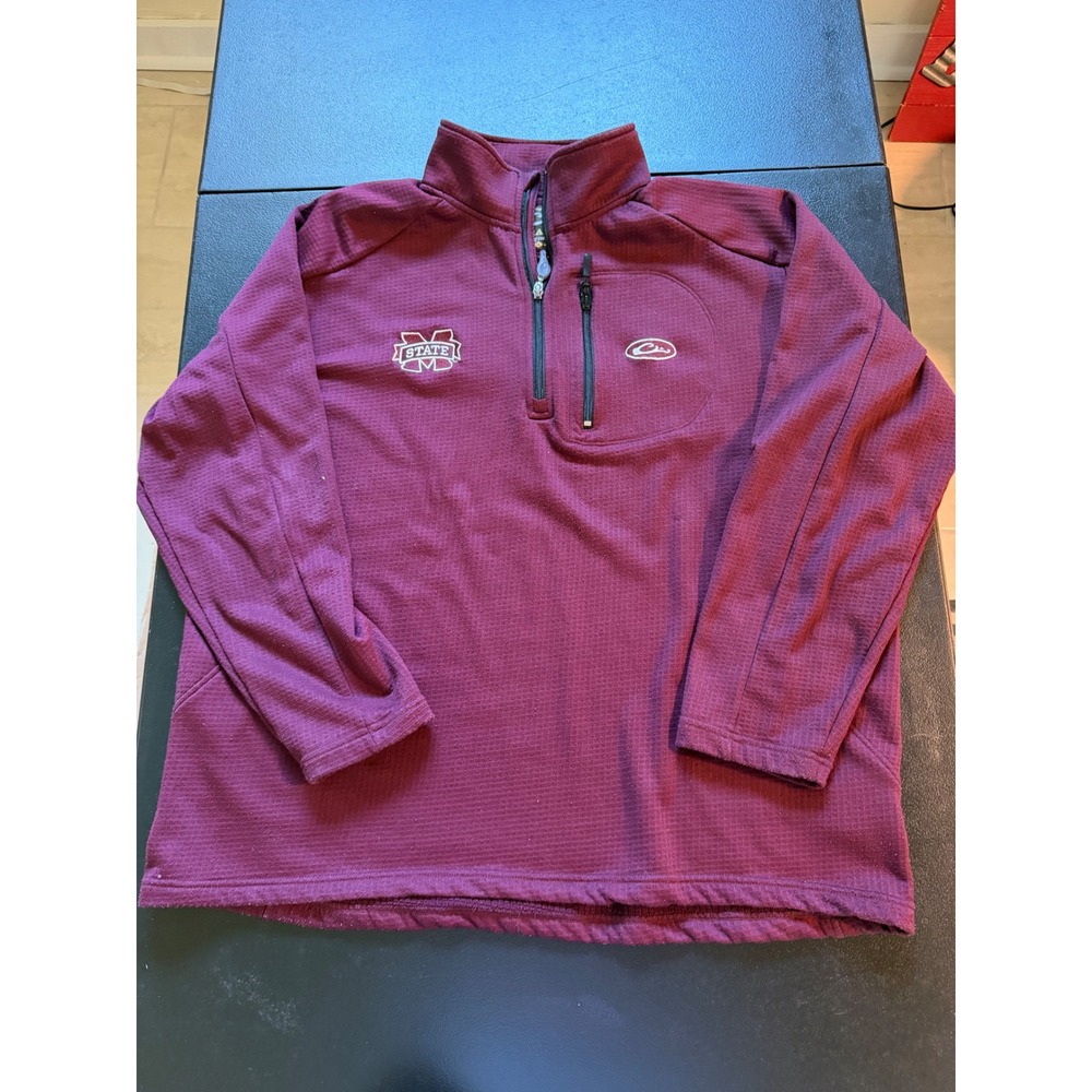 Drake Waterfowl Mississippi State Bulldogs Maroon Quarter Zip Grid Fleece XL